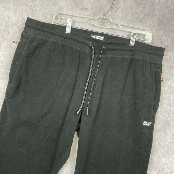 Salty Crew Fleece Joggers Sweatpants Mens XL Black Zip Pocket Drawstring - Picture 1 of 14